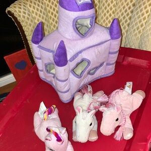UNIPAK Plush Castle Playset with Unicorns - Pink and Purple